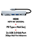 Type-c Çoğaltıcı Dönüştürücü 6in1 Hub Macbook Air Pro Uyumlu Hdmi Sd Kart PD Usb Çoklayıcı