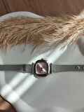 BS STILL hasır kordon minimal kadın kol saati modern Gümüş renk vintage quartz İçi Pembe