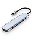 Macbook Pro Air Uyumlu 7in1 Type-c 7 Port Çevirici Hub Hdmi Sd Kart Usb 3.0 PD Type-c Dönüştürücü