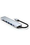 Macbook Pro Air Uyumlu 7in1 Type-c 7 Port Çevirici Hub Hdmi Sd Kart Usb 3.0 PD Type-c Dönüştürücü
