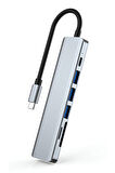 Macbook Pro Air Uyumlu 7in1 Type-c 7 Port Çevirici Hub Hdmi Sd Kart Usb 3.0 PD Type-c Dönüştürücü