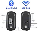 ŞARJLI MOUSE 2.4GHZ USB WİRELESS VE BLUETOOTH LU SESSİZ MAT SİYAH