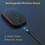 ŞARJLI MOUSE 2.4GHZ USB WİRELESS VE BLUETOOTH LU SESSİZ MAT SİYAH