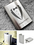 Kişiye Özel Smokin Damat Temalı 9 Oz Çelik Cep Matarası 266 Ml Sevgiliye Hediye