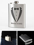 Kişiye Özel Smokin Damat Temalı 9 Oz Çelik Cep Matarası 266 Ml Sevgiliye Hediye