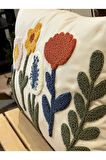 TEKLİ PUNCH İŞLEMELİ ÇİÇEKLİ FLOWERS PANÇLI NAKIŞLI DEKORATİF KIRLENT KILIFI 35X50