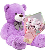 Sevimli 90 cm Peluş Ayı ile  Pembe Konsept Romantik Peluş Ayıcık Buketi