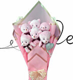 Sevimli 90 cm Peluş Ayı ile  Pembe Konsept Romantik Peluş Ayıcık Buketi