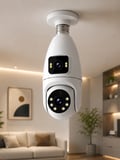 Wi-Fi Ampul Kamera Sistemi Gece Görüşlü Çift Lens