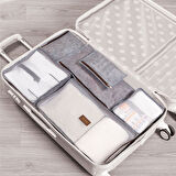 Derili Lüks Keçe 6 lı Bavul Organizer Seyahat Çantası 104522 GRİ KASA 299-42/52