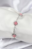 L Çelik Gümüş Renk Pembe Baby Boy Yonca Kadın Bileklik