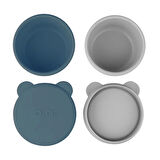 Oioi Silikon Kapaklı Mini Kase 2'li Mini Bites Deep Blue / Powder Grey