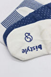 Bistyle Puanlı Kaymaz Penye Soket Çorap 3'Lü BS10108 İndigo