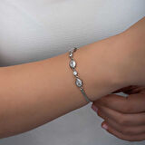 925 Ayar Gümüş Oval Taşlı Kadın Bileklik