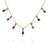 925 Ayar Gümüş Rose Renkli Şans Kolyesi