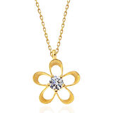 ​925 Ayar Gümüş Gold Zirkon Taşlı Çiçek Kadın Kolye
