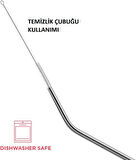 Çelik Pipet Paslanmaz Çelik Metal Meşrubat Pipeti Ve Pipet Temizleme Fırçası Seti 5 Parça