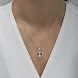 925 Ayar Gümüş Kalpli Tek Taş Kadın Gümüş Kolye