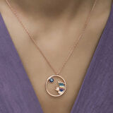 925 Ayar Gümüş Nazarlı El ve Ayak İzi Kadın Gümüş Kolye