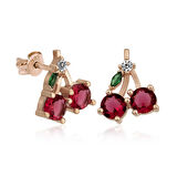 Gümüş Kiraz Figürlü Meyve Çivili Küpe