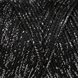 Loren Soft Star Makrome İpi Gümüş Simli Siyah RM10