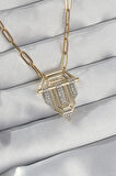 Buyers Butik 316L Çelik Zincir Gold Renk Zirkon Taşlı Serenay Kolyesi