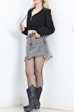 Buyers Butik Modal Kapşonlu Crop Sweat Siyah - 12885.148.