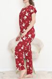 Buyers Butik Desenli Pijama Takımı Bordo - 130.1287.
