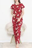 Buyers Butik Desenli Pijama Takımı Bordo - 130.1287.