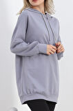 Buyers Butik Oversize Kapşonlu Sweat Gri - 1492.1095.