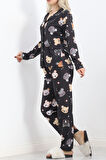 Buyers Butik Önü Düğmeli Pijama Takımı Siyah - 150.1287.