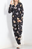Buyers Butik Önü Düğmeli Pijama Takımı Siyah - 150.1287.