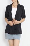 Buyers Butik Çizgili Blazer Ceket Lacivert - 18726.1826.