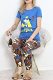 Buyers Butik Paça Lastikli Pijama Takımı Mavi - 18736.1567.
