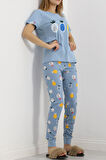 Buyers Butik Desenli Pijama Takımı Mavi - 18964.1567.