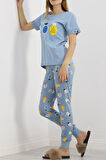 Buyers Butik Desenli Pijama Takımı Mavi - 18964.1567.