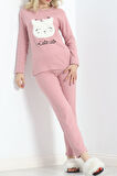 Buyers Butik Nakışlı Fitilli Pijama Takımı Pembe - 19217.1048.