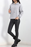 Buyers Butik 3 İplik Kapşonlu Basic Sweat Gri - 20074.1878.