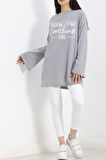 Buyers Butik Baskılı Oversize Suprem Tunik Gri - 20217.1567.