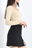 Buyers Butik Kare Yaka Bluz Bej - 20308.631.