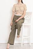 Buyers Butik Beli Lastikli Palazzo Pantolon Haki - 20868.683.