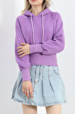 Buyers Butik 3 İplik Kapşonlu Crop Sweat Lila - 20967.1878.