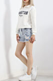 Buyers Butik Üç İplik Gömlek Yaka Oversize Sweat Bej - 21624.200.
