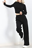 Buyers Butik Crop Triko Takım Siyah - 3121.1577.