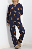 Buyers Butik Alt Üst Aynı Rotasyon Pijama Takımı Lacivert - 788.1287.