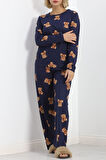 Buyers Butik Alt Üst Aynı Rotasyon Pijama Takımı Lacivert - 788.1287.
