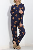 Buyers Butik Alt Üst Aynı Rotasyon Pijama Takımı Lacivert - 788.1287.