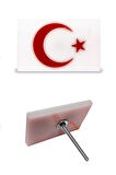 Panjur Arma Beyaz Zeminli Türk Bayrağı Vidalı Pleksi Izgara Arma Logo