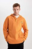 DeFacto Comfort Regular Fit Rahat Kalıp Kapüşonlu Çıtçıt Kapamalı Baskılı Sweatshirt B4766AX24SPOG589