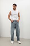 Erkek Skater Fit Jean Pantolon Buz Mavisi